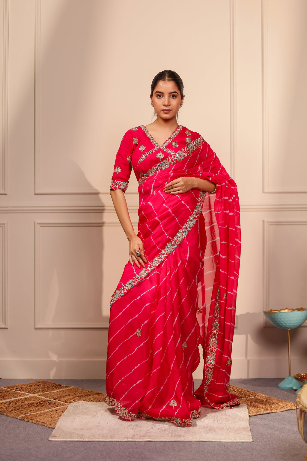 Dhwani Organza Lehariya Saree