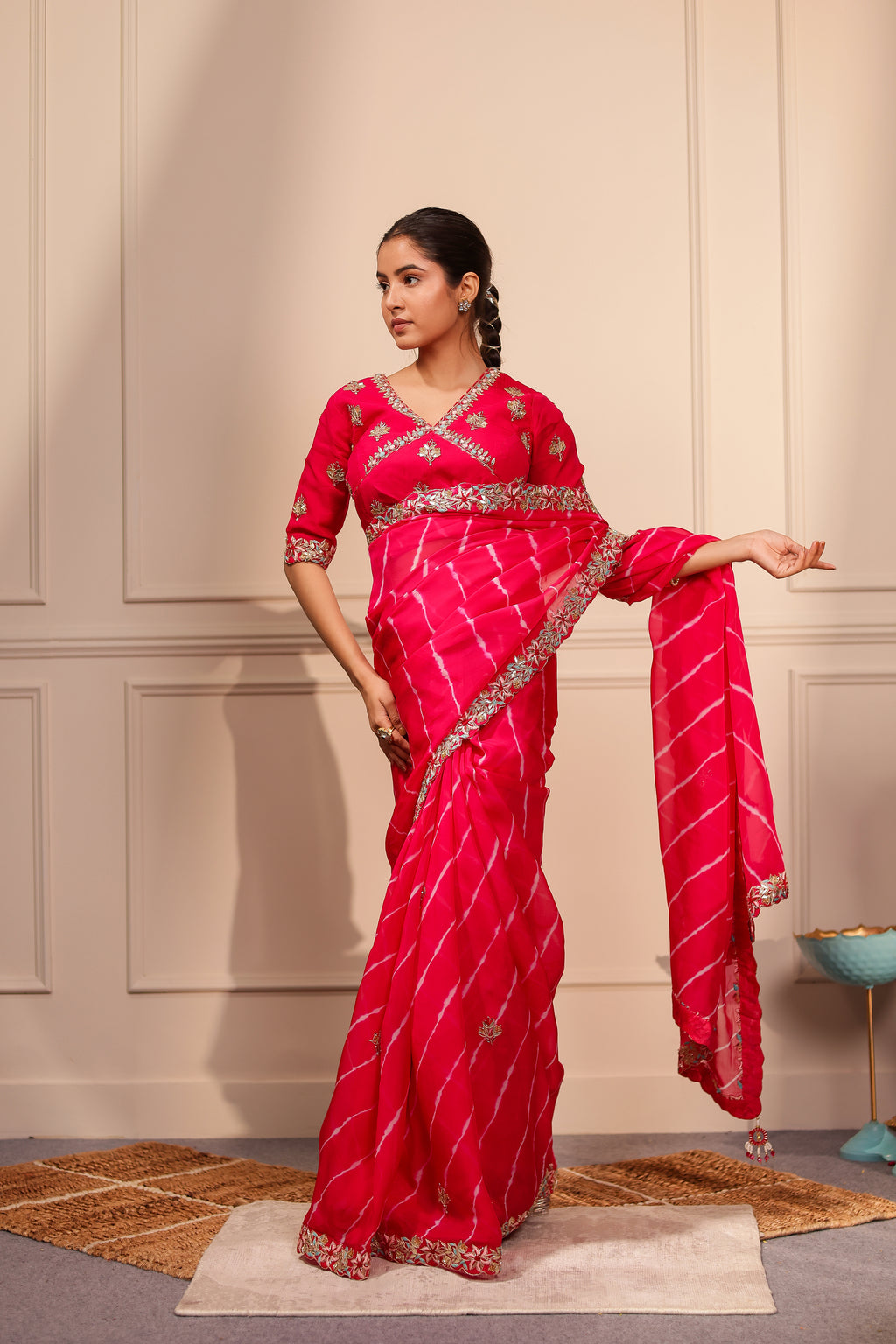 Dhwani Organza Lehariya Saree