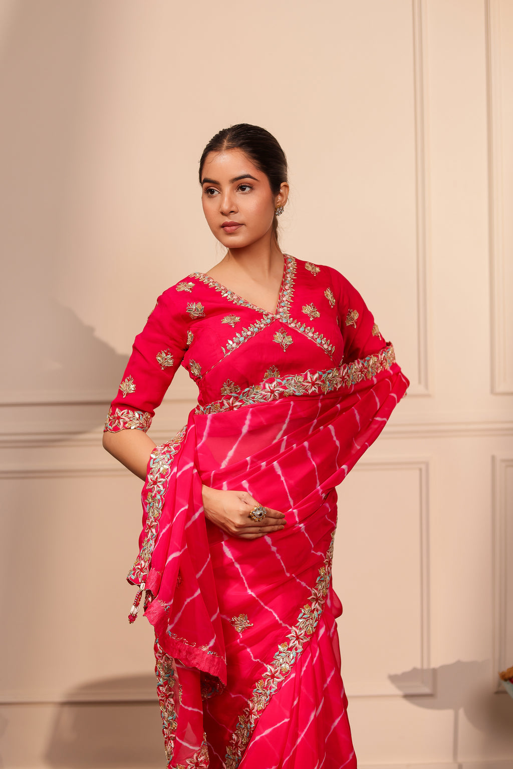 Dhwani Organza Lehariya Saree