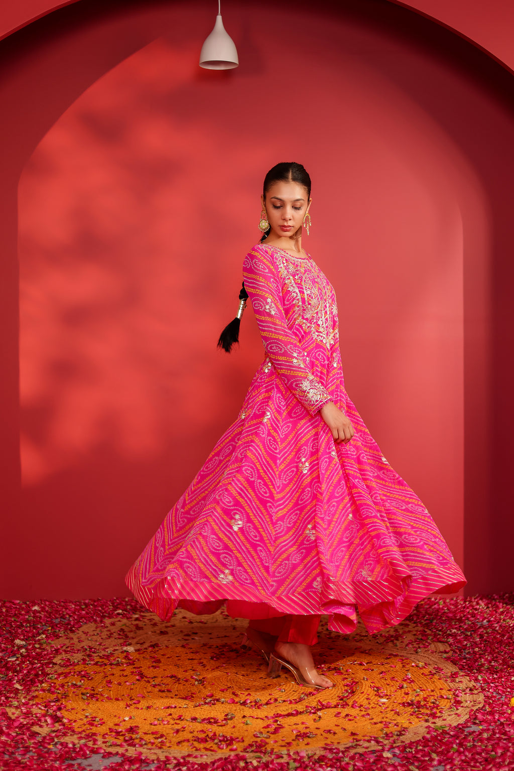 Rani Bandhani Anarkali Suit