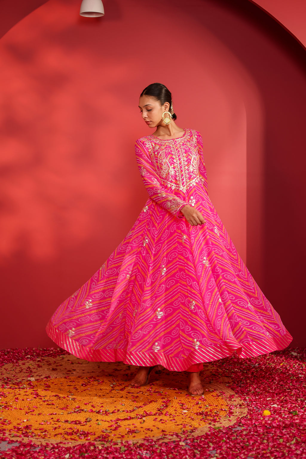 Rani Bandhani Anarkali Suit