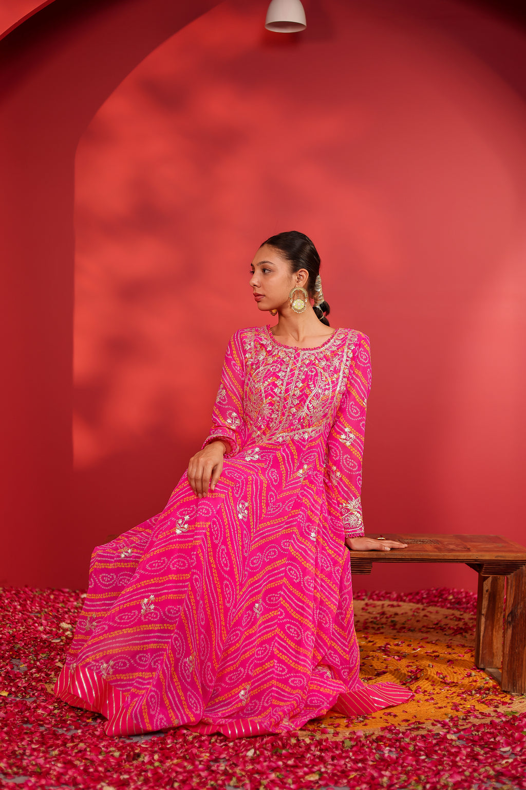 Rani Bandhani Anarkali Suit