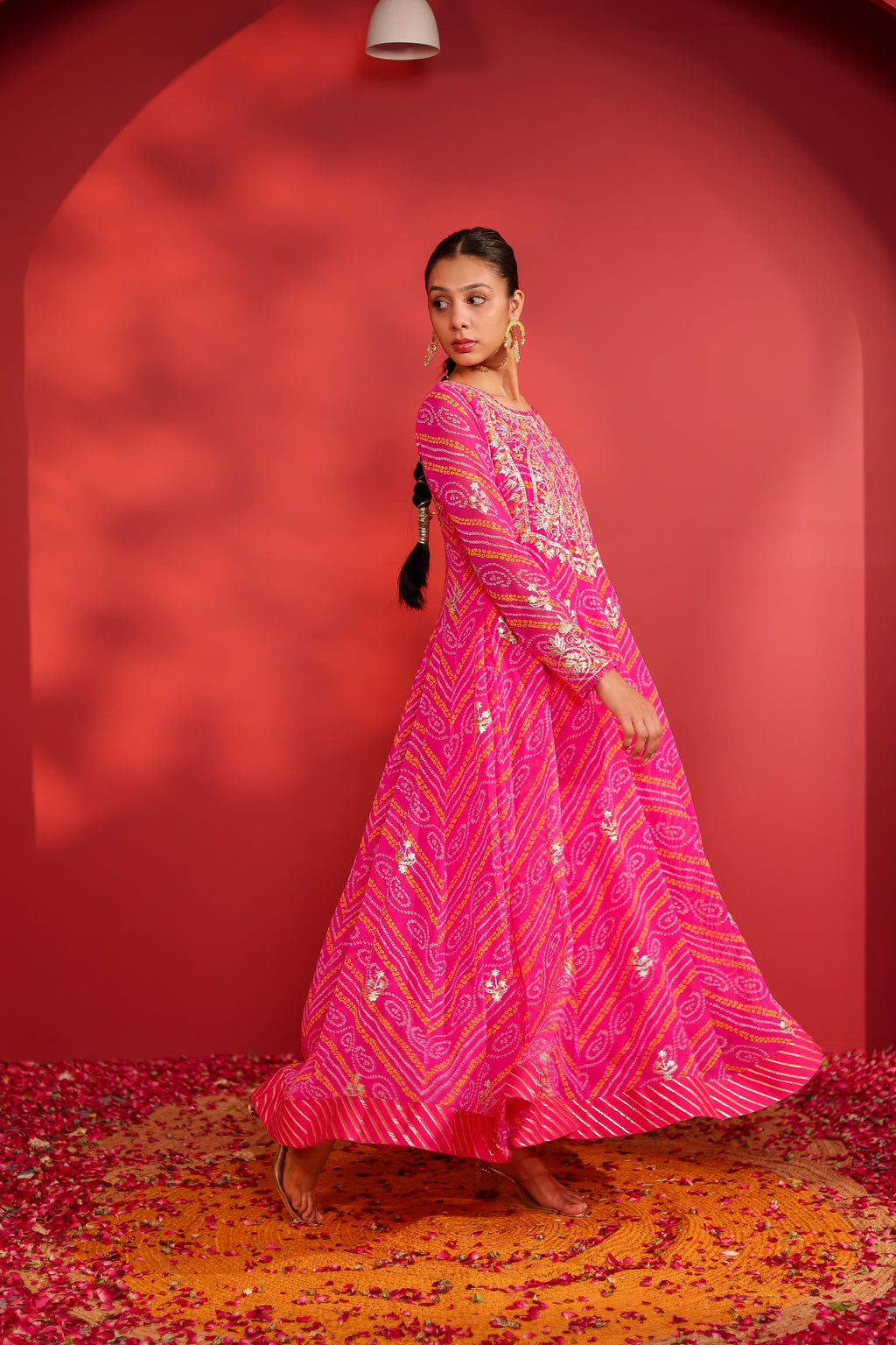 Rani Bandhani Anarkali Suit