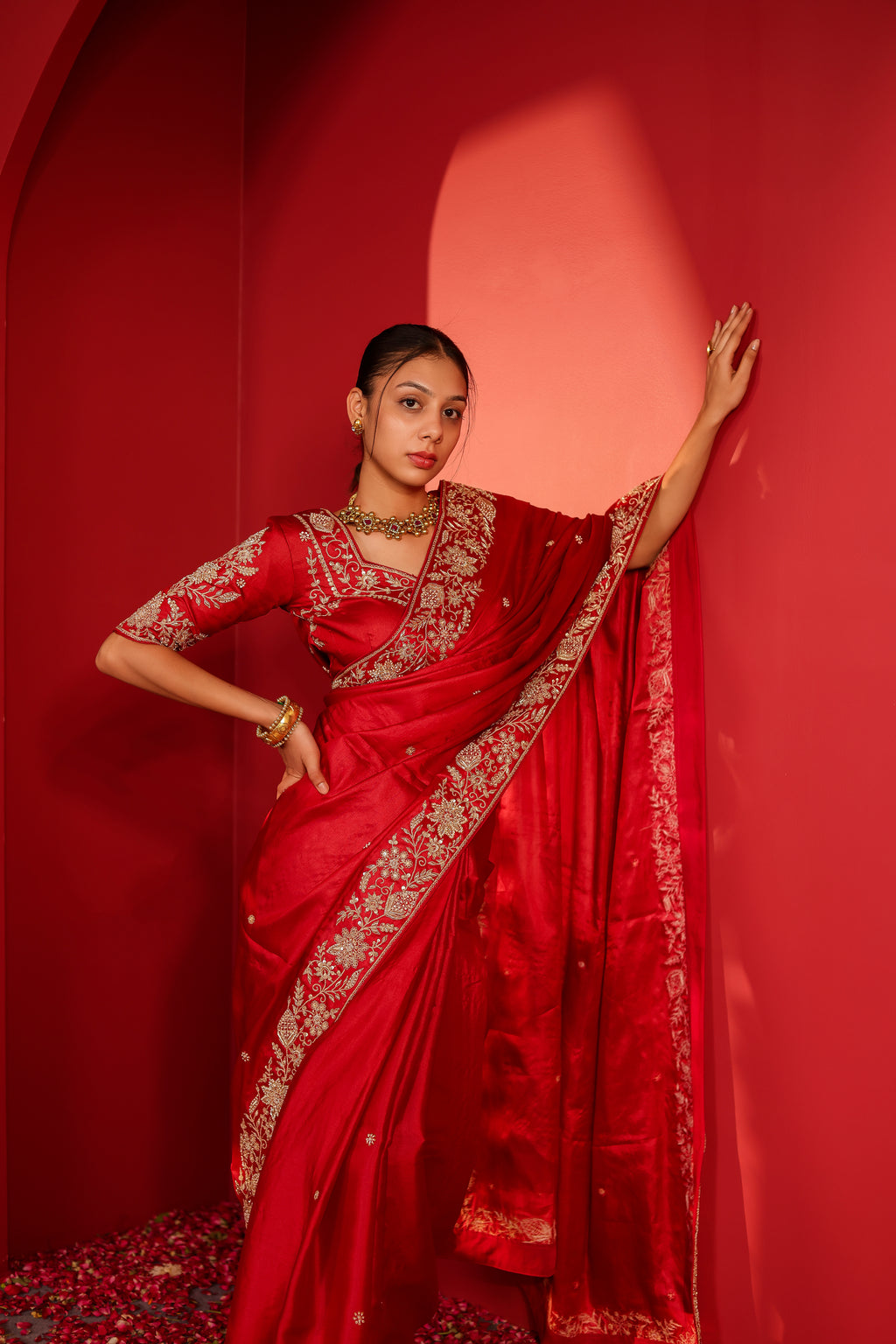 Mehbooba Maroon Tussar Silk Saree