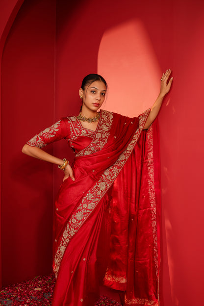 MEHBOOBA MAROON TUSSAR SILK SAREE