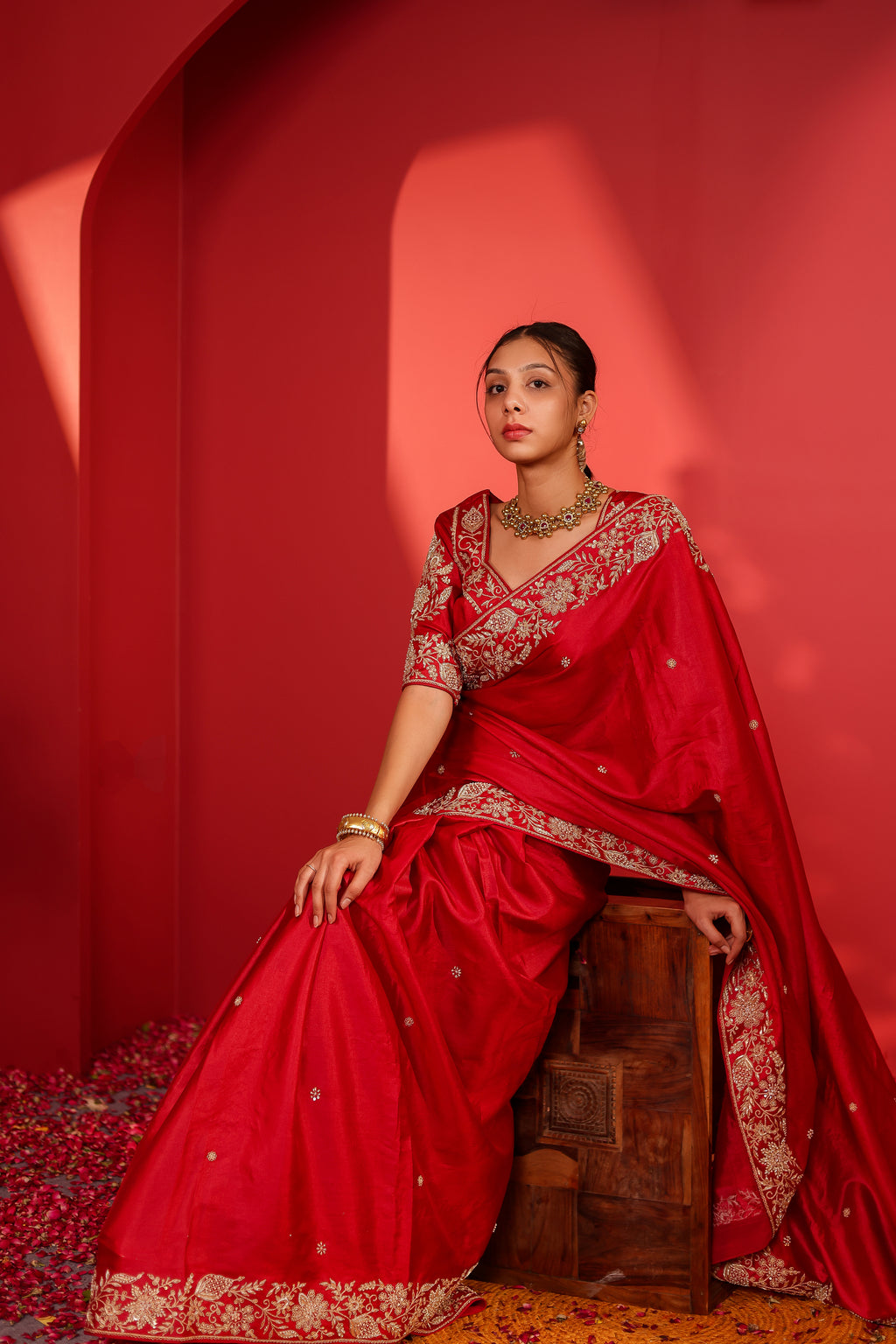 Mehbooba Maroon Tussar Silk Saree