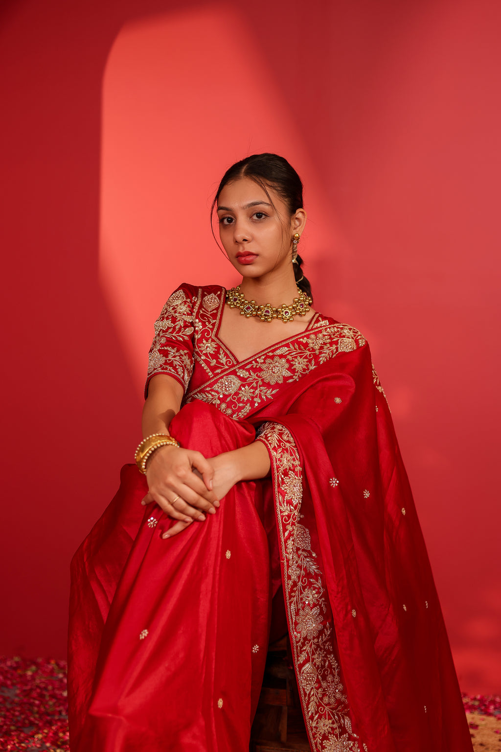 Mehbooba Maroon Tussar Silk Saree