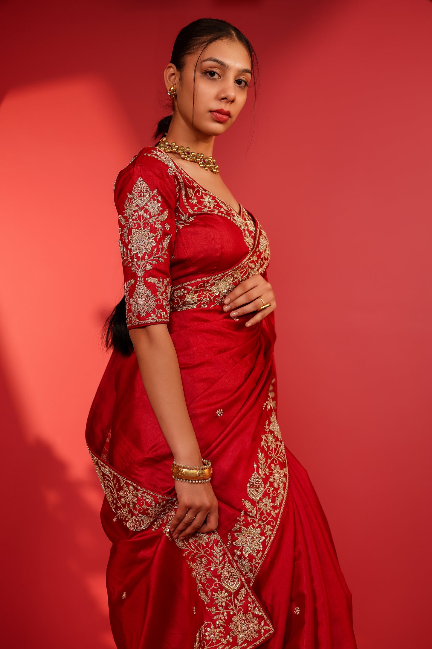 MEHBOOBA MAROON TUSSAR SILK SAREE