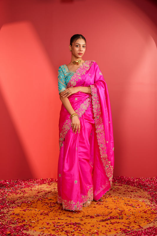 KIARA PINK TUSSAR SILK SAREE