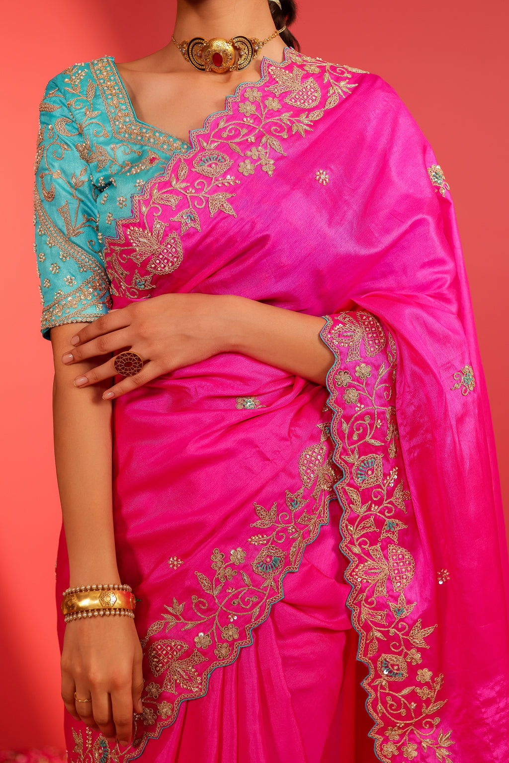 Kiara Pink Tussar Silk Saree
