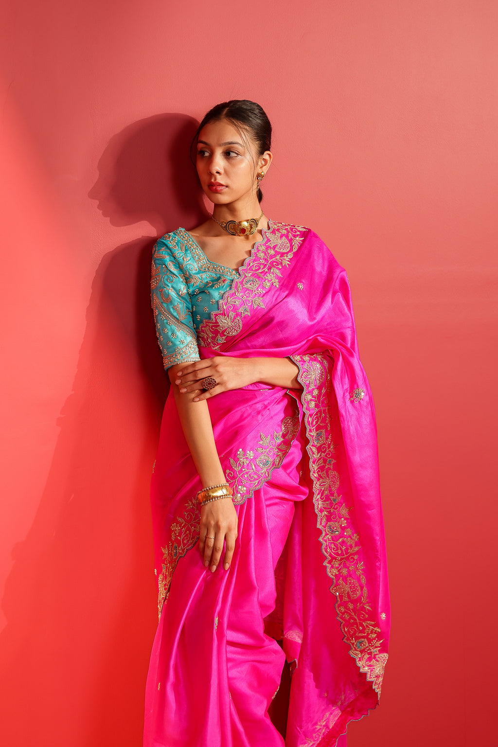 Kiara Pink Tussar Silk Saree