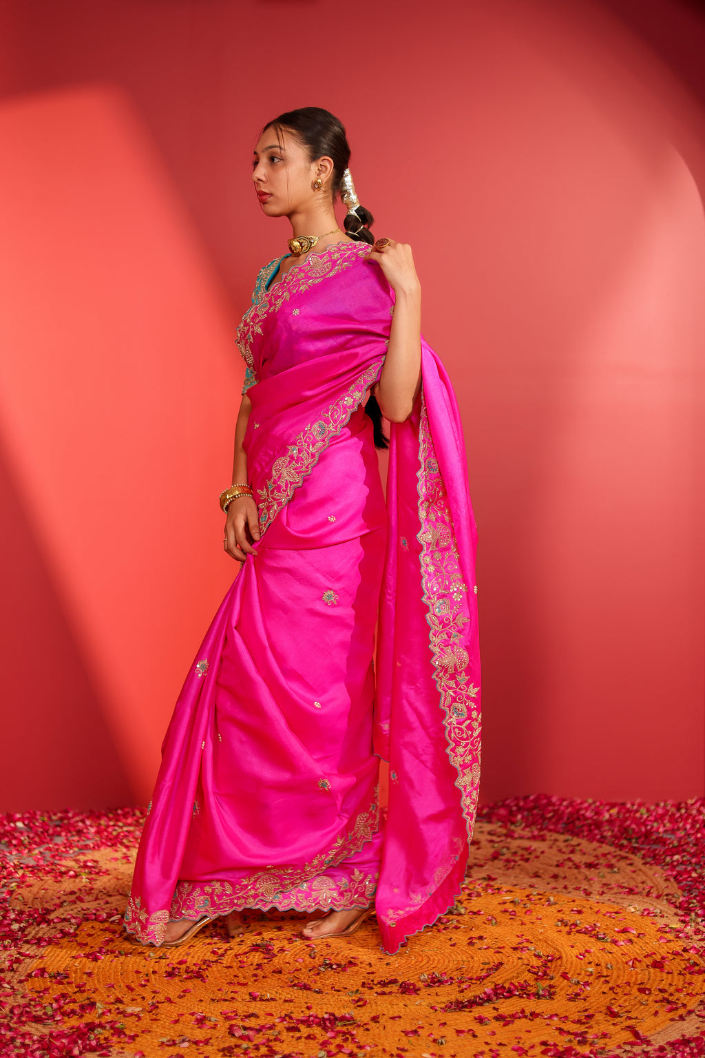 Kiara Pink Tussar Silk Saree