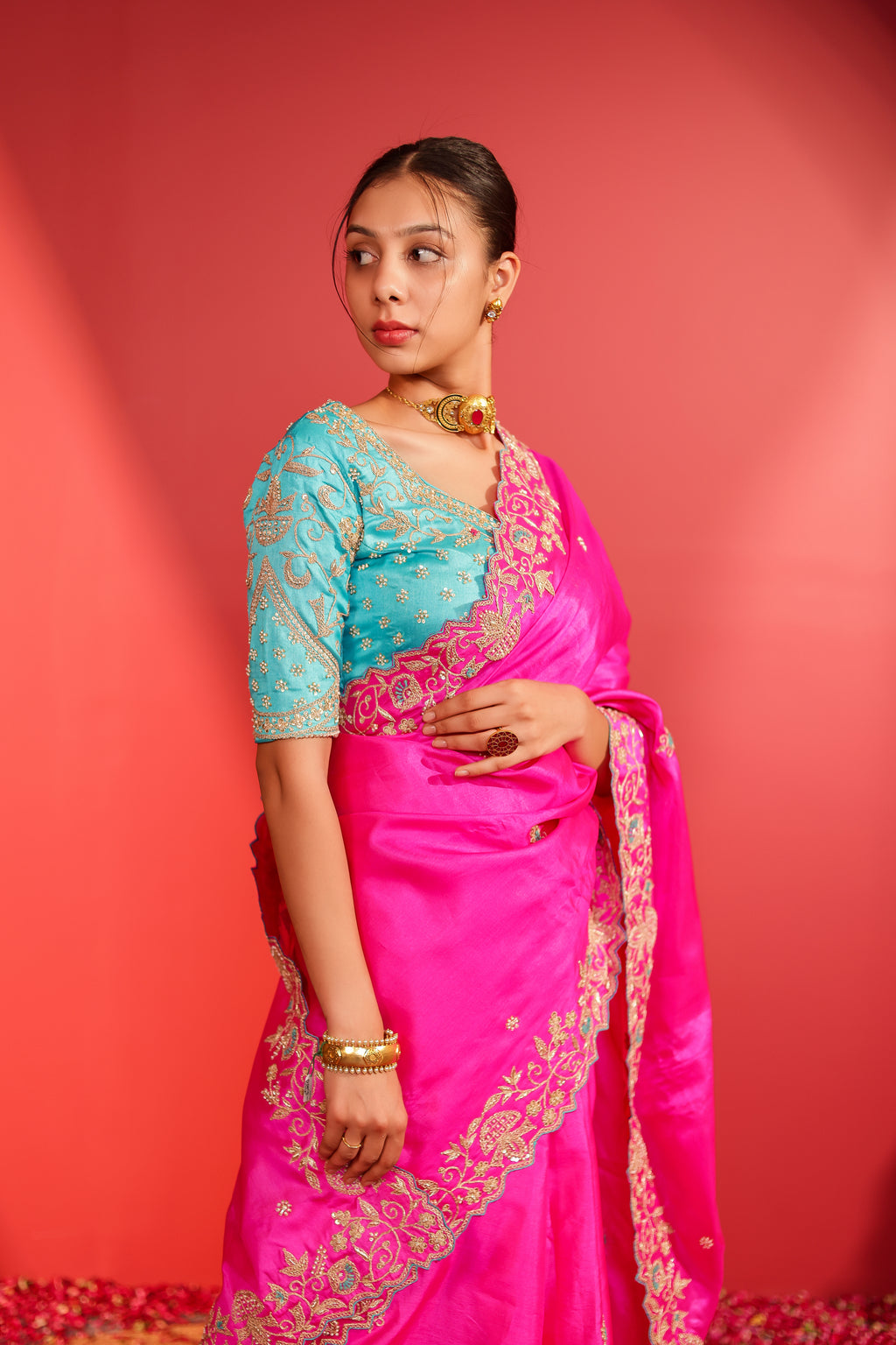 Kiara Pink Tussar Silk Saree