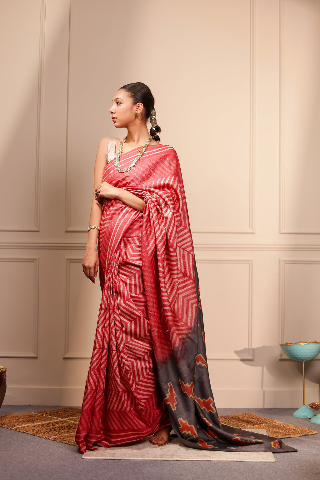 Akira Rust Tussar Shibori Handcrafted Saree