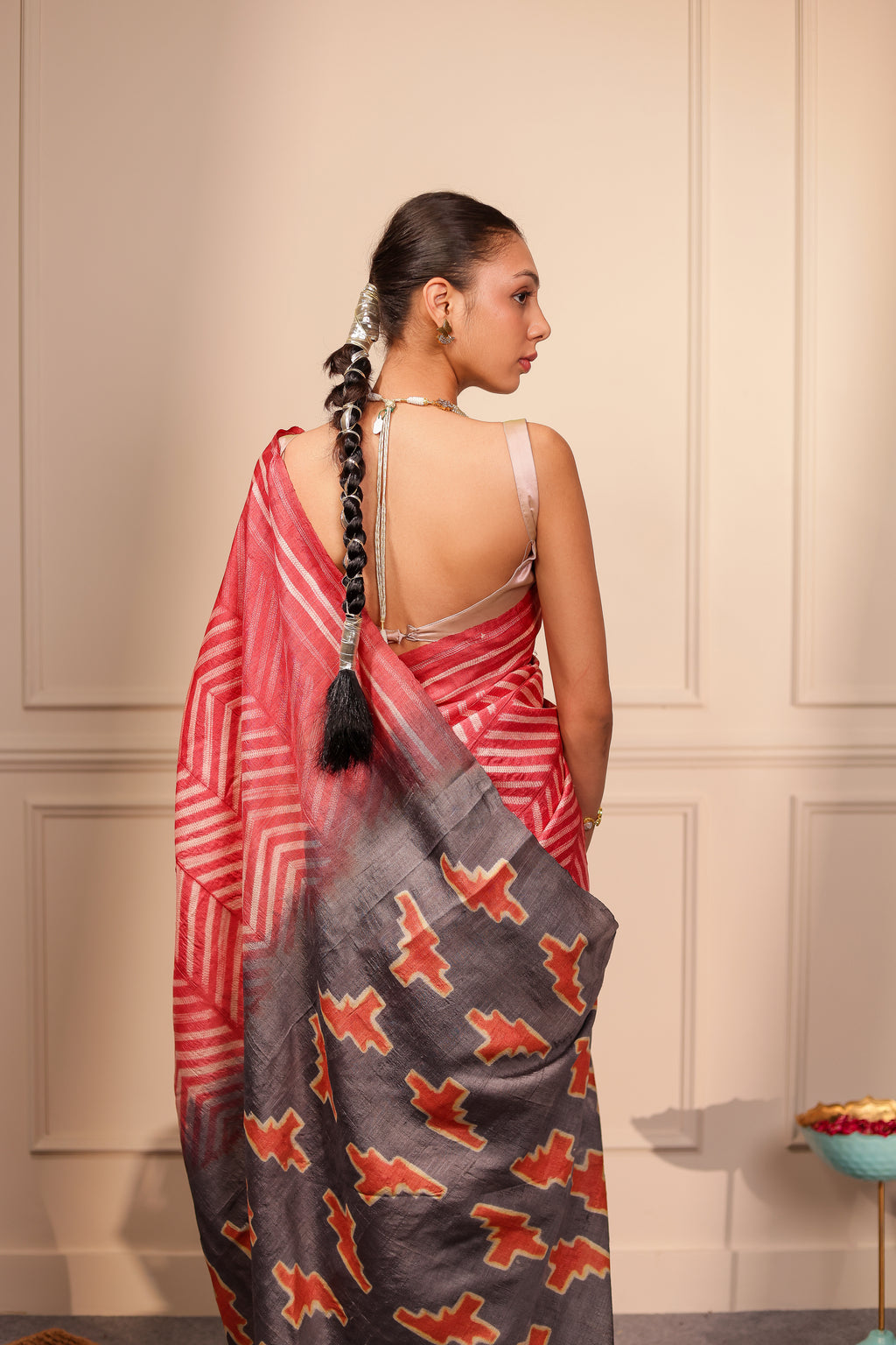 Akira Rust Tussar Shibori Handcrafted Saree