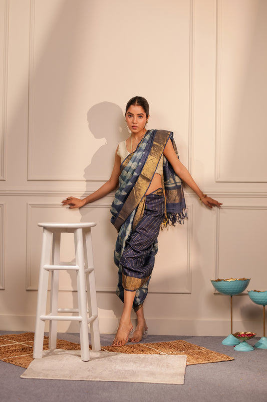 SHREE BLUE SHIBORI HANDCRAFTED SAREE