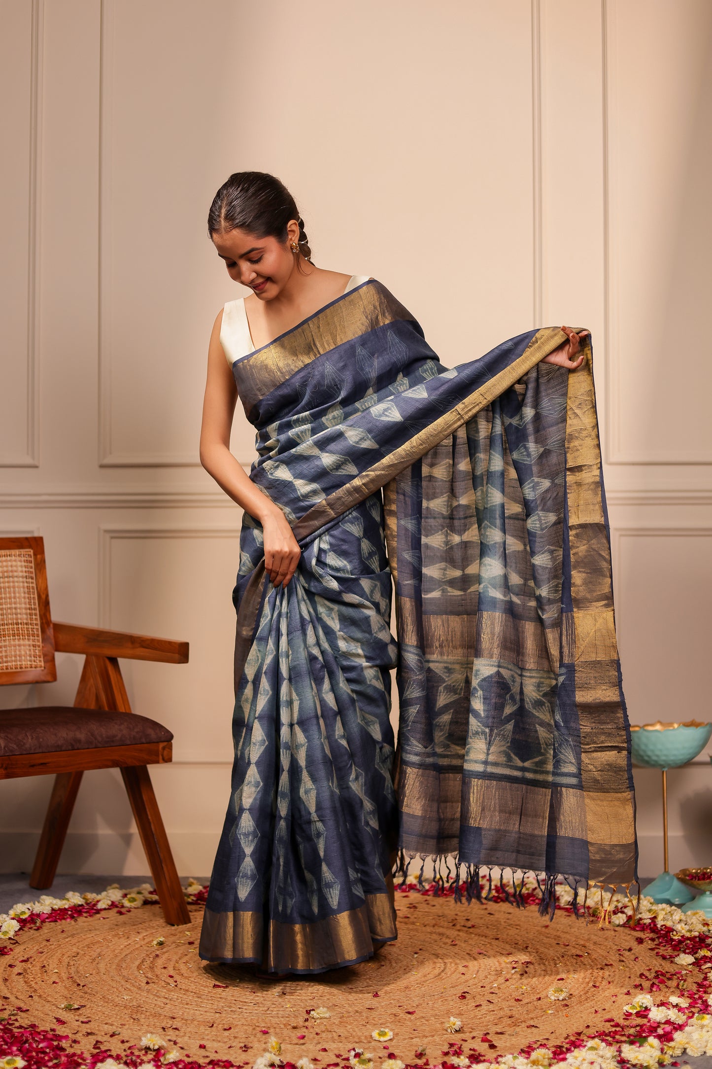SHREE BLUE SHIBORI HANDCRAFTED SAREE