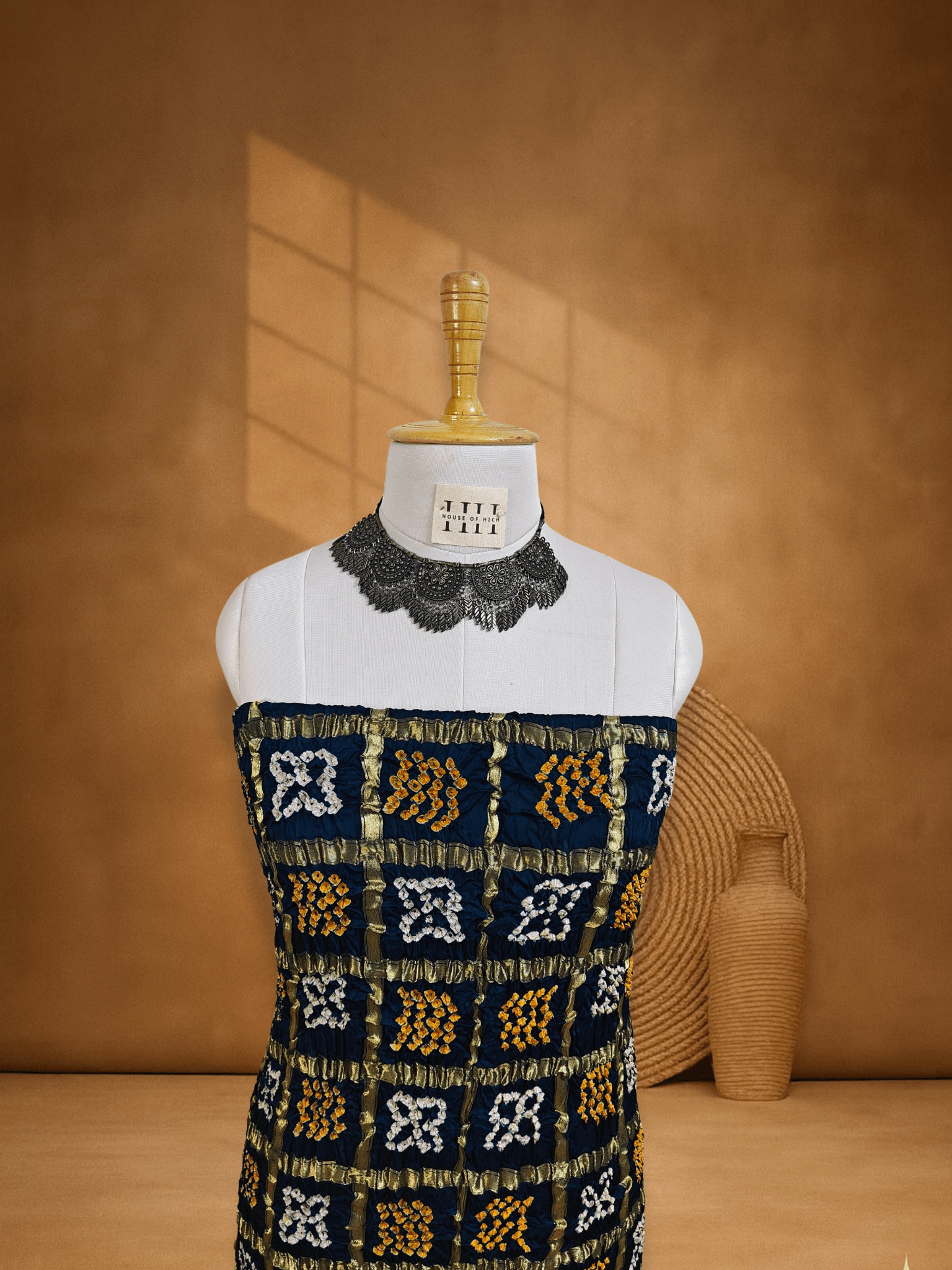 Teal Blue Gajji Silk Bandhani Suit