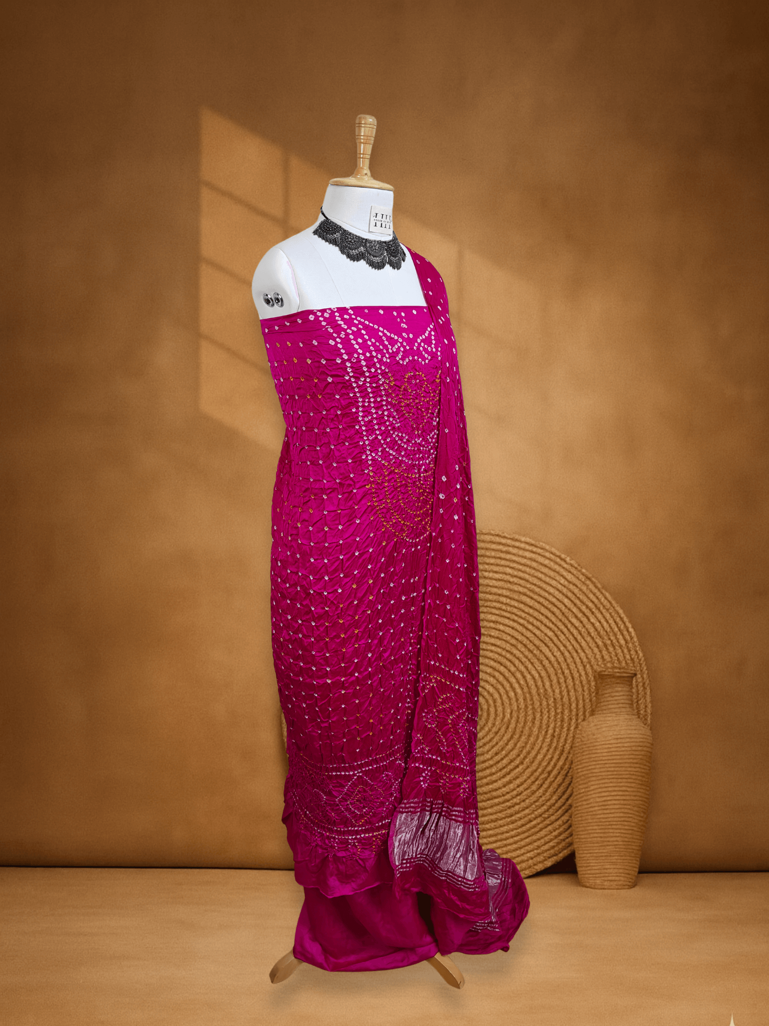 Pink Dupion Silk Bandhani Suit