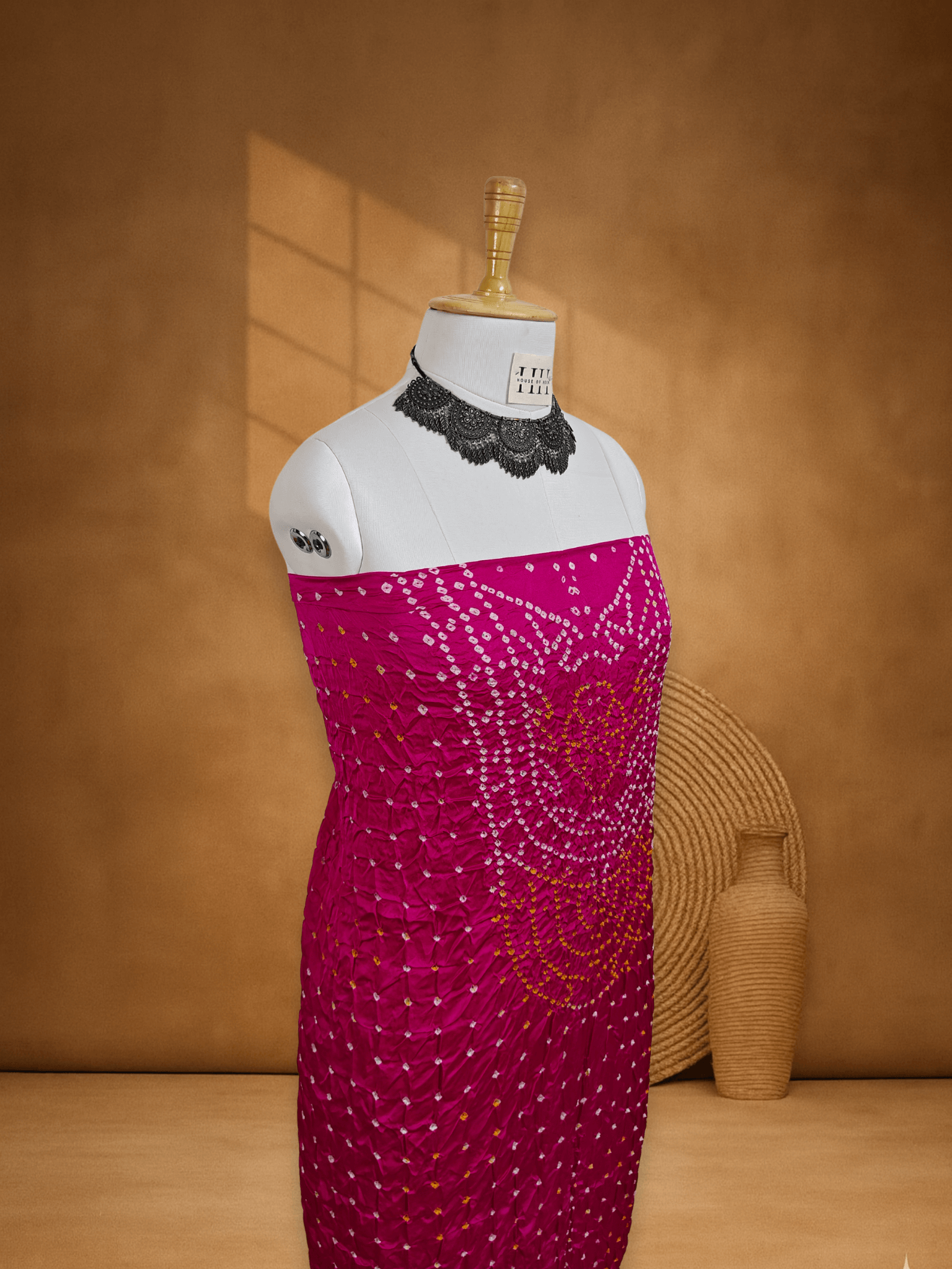 Pink Dupion Silk Bandhani Suit