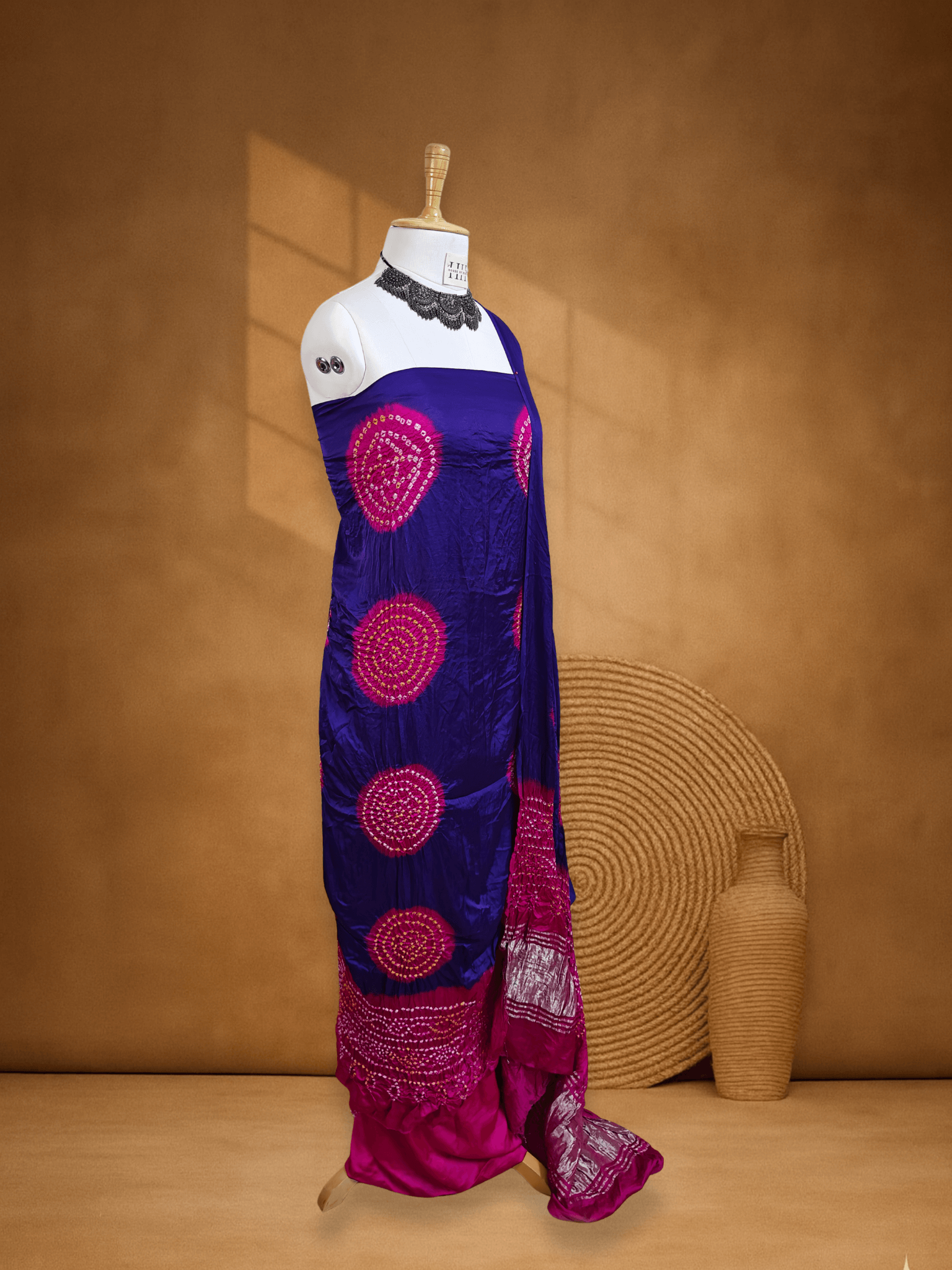 Purple Dupion Silk Chakra Bandhani Suit