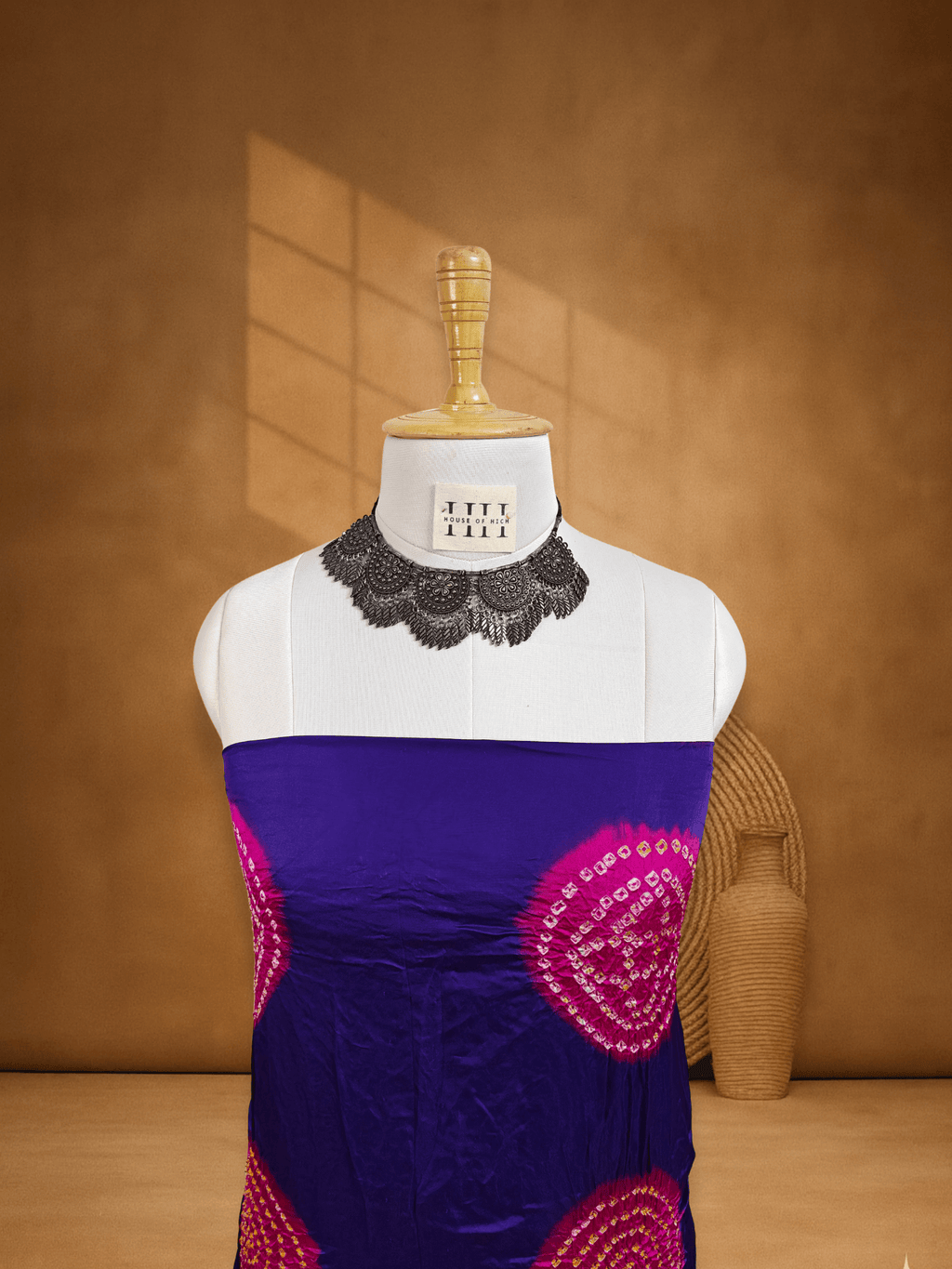 Purple Dupion Silk Chakra Bandhani Suit