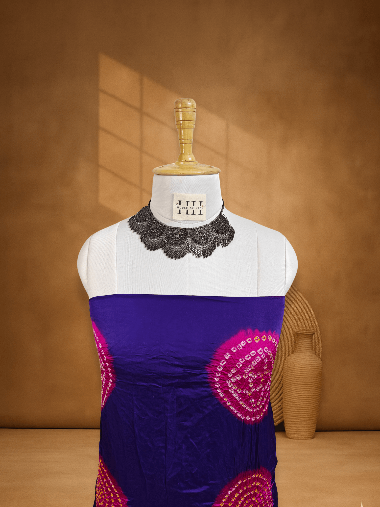 Purple Dupion Silk Chakra Bandhani Suit