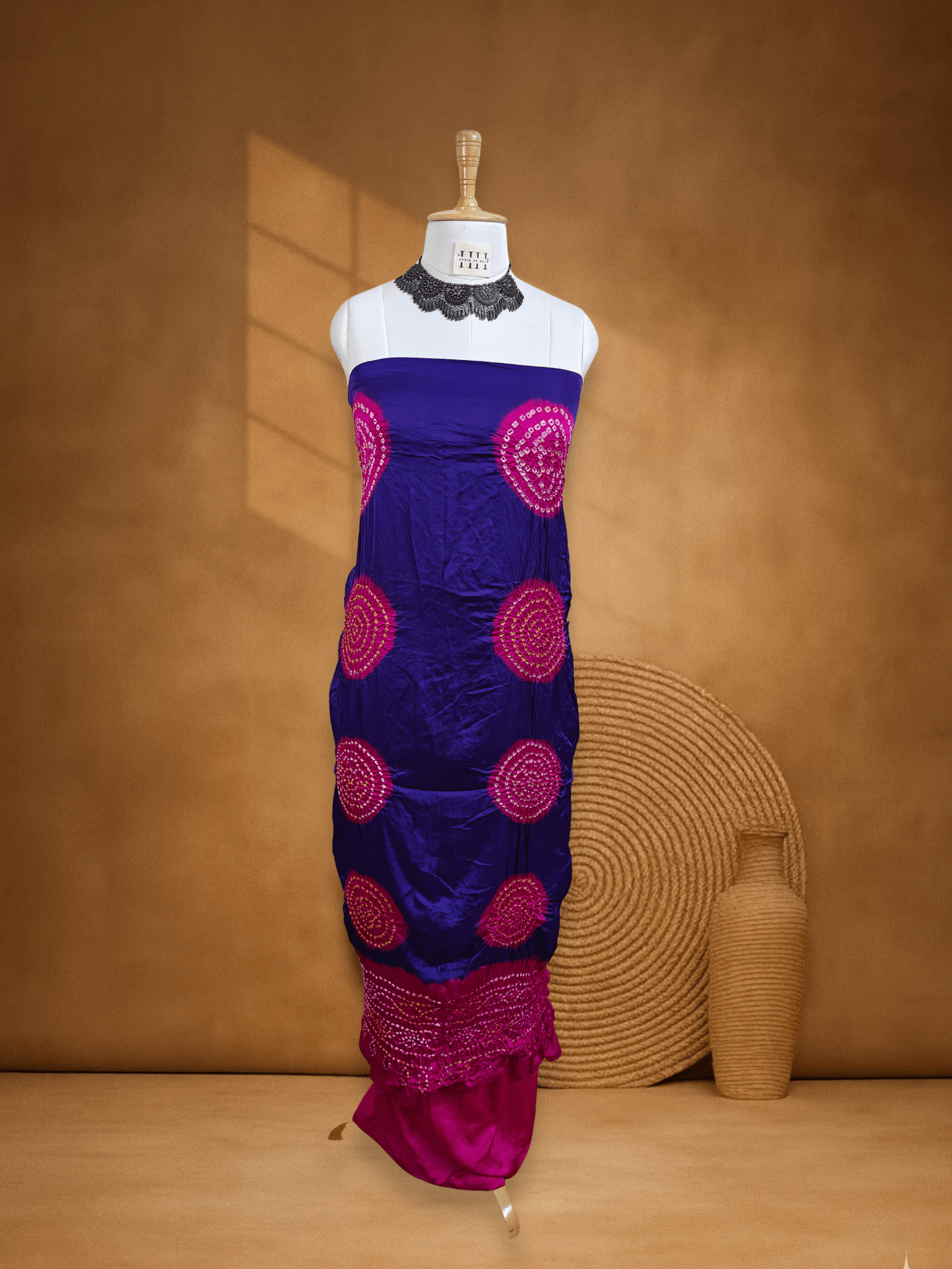 Purple Dupion Silk Chakra Bandhani Suit