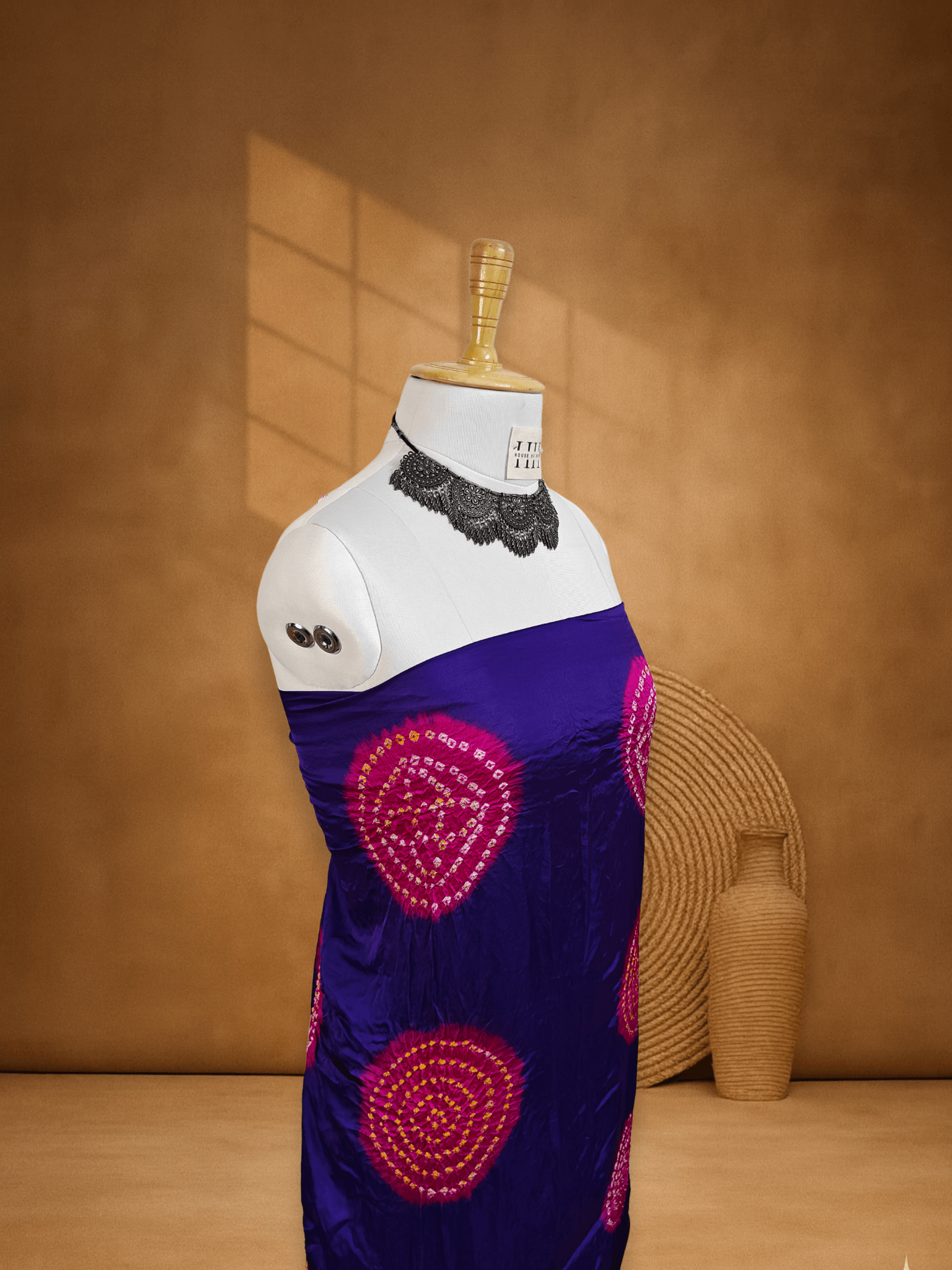Purple Dupion Silk Chakra Bandhani Suit