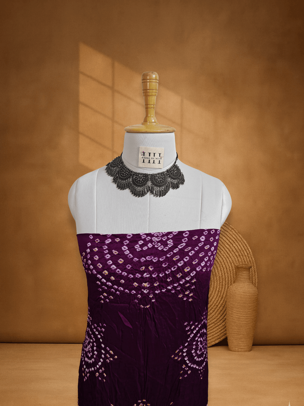 Purple Gajji Silk Chakra Bandhani Suit