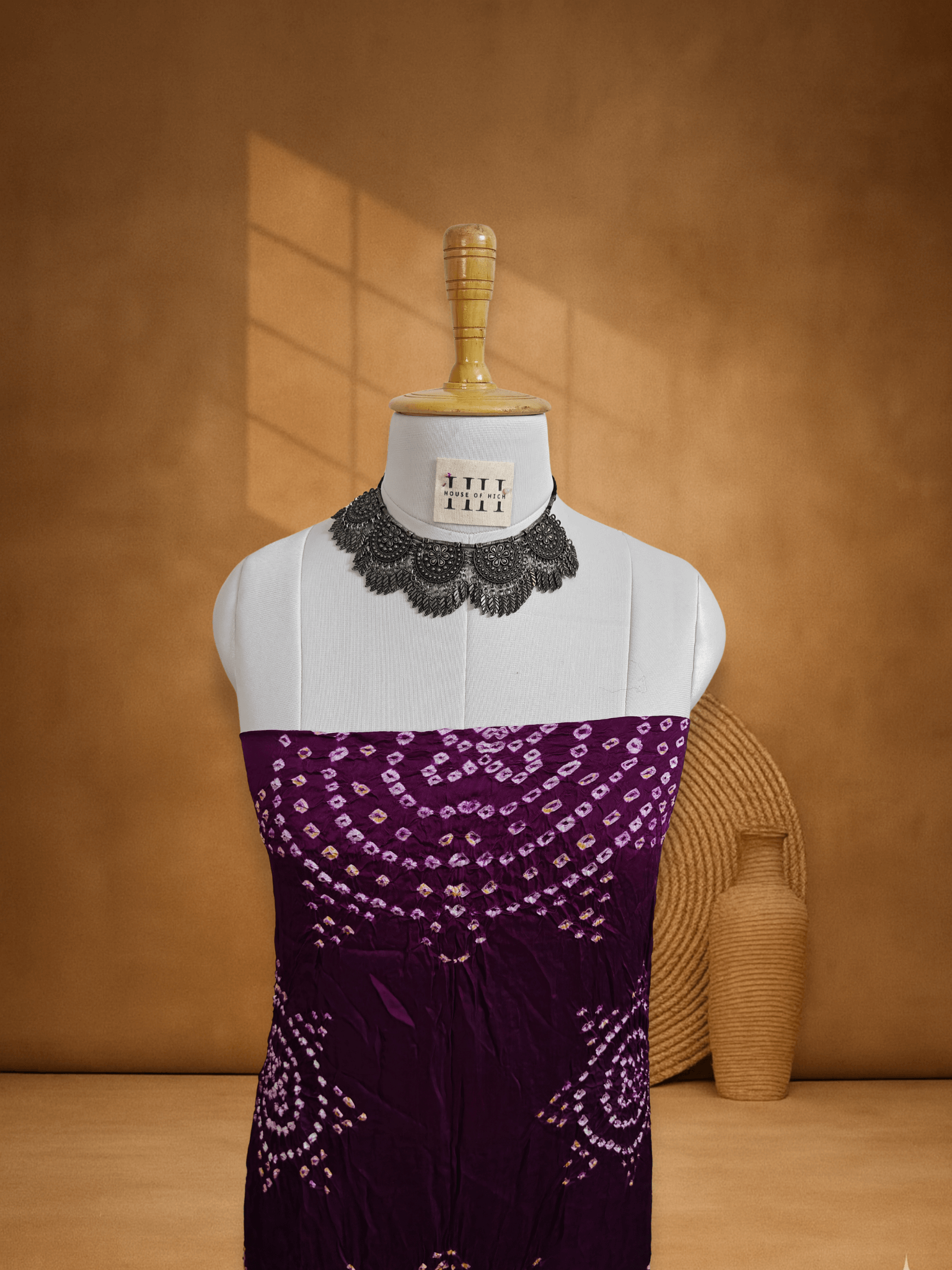 Purple Gajji Silk Chakra Bandhani Suit