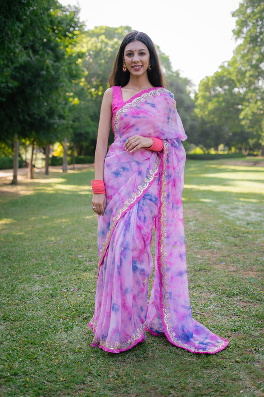 Tie-Dye Frill Saree