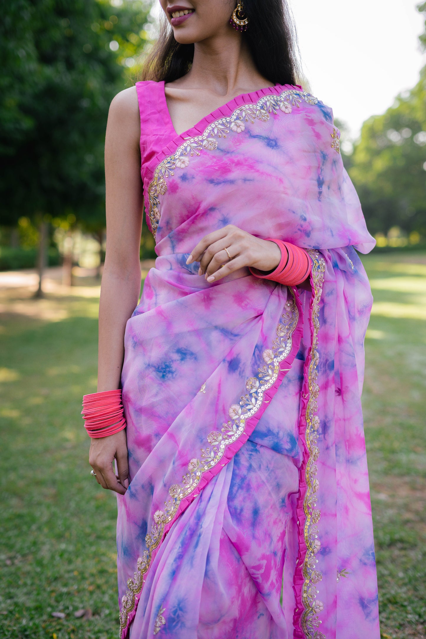 Tie-Dye Frill Saree