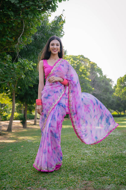 Tie-Dye Frill Saree