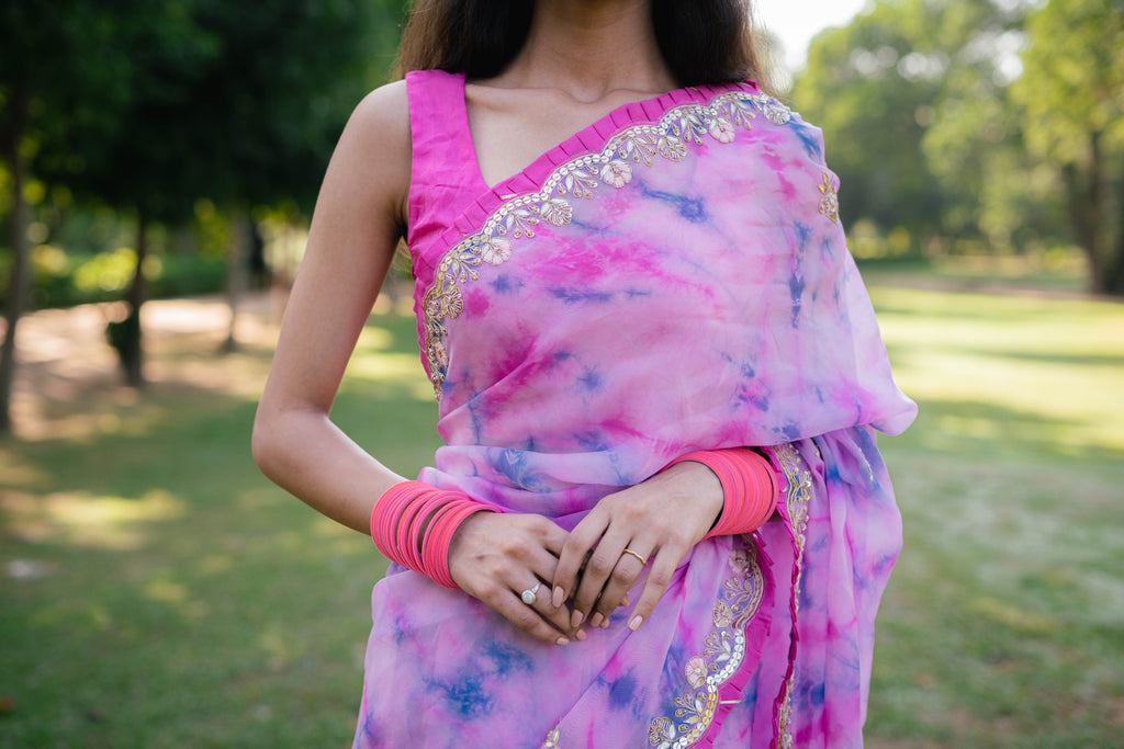 Tie-Dye Frill Saree
